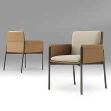 休闲餐椅意式极简设计师酒店样板间沙发靠背椅休闲椅金属骨架