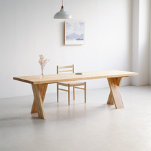 日式原木风白蜡木实木餐桌简约家用小户型长方形饭桌长桌茶桌书桌