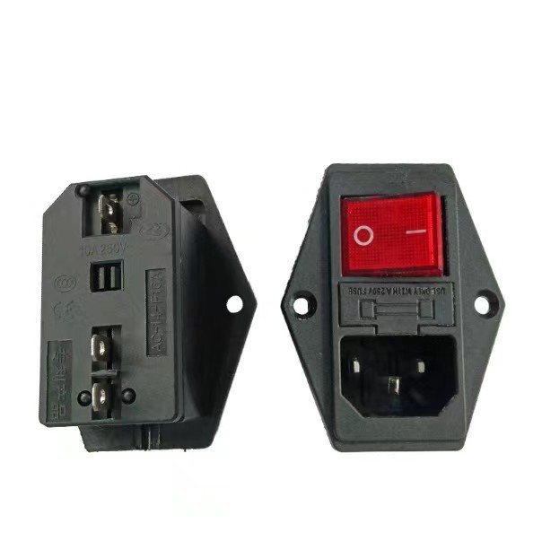 电器插座AC电源插座全铜带灯带保险丝品字卡式插座三合一带开关