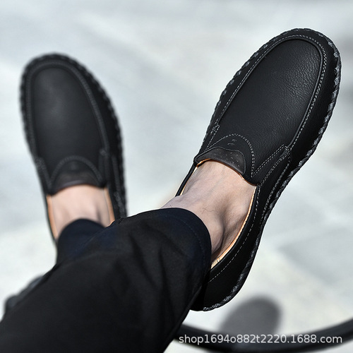 Handmade Casual Men's Shoes, Summer Soft Soles, Breathable Men's Shoes, Large Size Lazy Driving Shoes, Korean Style Bean Shoes