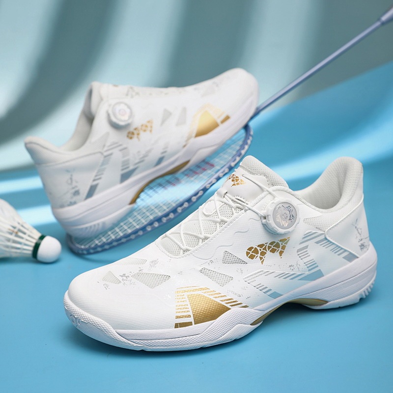 Badminton shoes, unisex, with rotating buckle, non-slip, wear-resistant, suitable for couples and students, lightweight and breathable, ideal for table tennis training in summer
