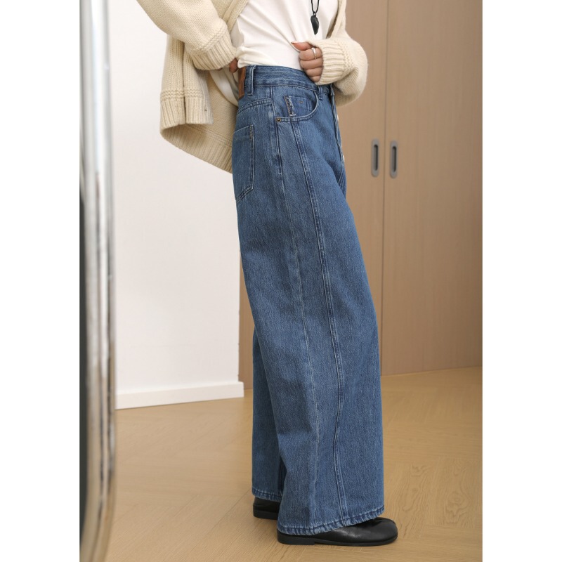 Autumn New Artistic Straight-Leg Washed Vintage Denim Wide-Leg Pants, Loose and Versatile, Cropped Pants for Petite Figures H063006 Autumn New Artistic Straight-Leg Washed Vintage Denim Wide-Leg Pants, Loose and Versatile, Cropped Pants for Petite Figures H063006