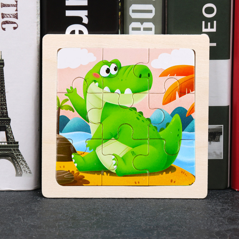 Puzzle pequeño plano de madera de 9 piezas Animal Ocean Traffic Kindergarten Educación temprana Juguetes educativos Puzzle simple de entrada