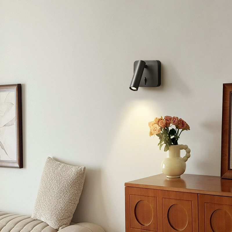 lámpara de protección de los ojos con lámpara de pared del dormitorio, lectura giratoria del dormitorio principal, lámpara de luz corta para leer libros, cama de conmutación