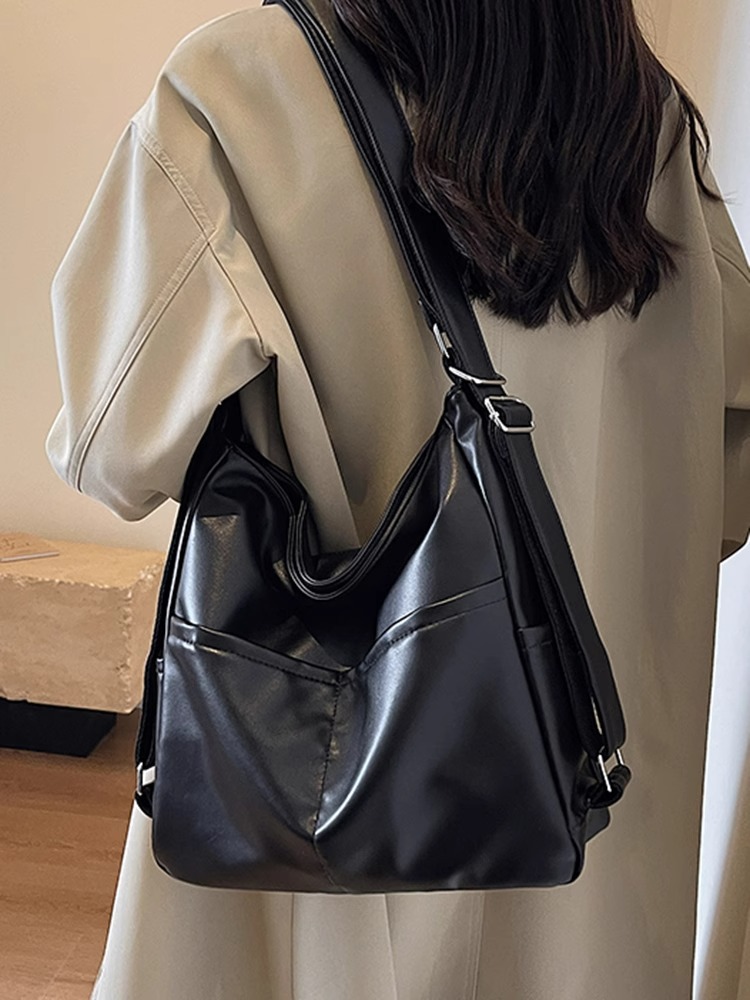 PU Leather Waterproof Backpack & Crossbody Bag for Women, 2-in-1 Commuter Tote Bag, 2025 New Style Shoulder Bag for School - Thumbnail 6