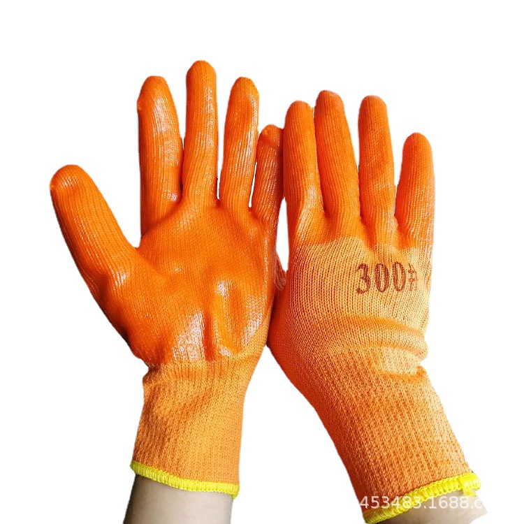 厂家批发防油PVC浸胶 耐油工业劳动保暖劳保加绒PVC毛圈手套