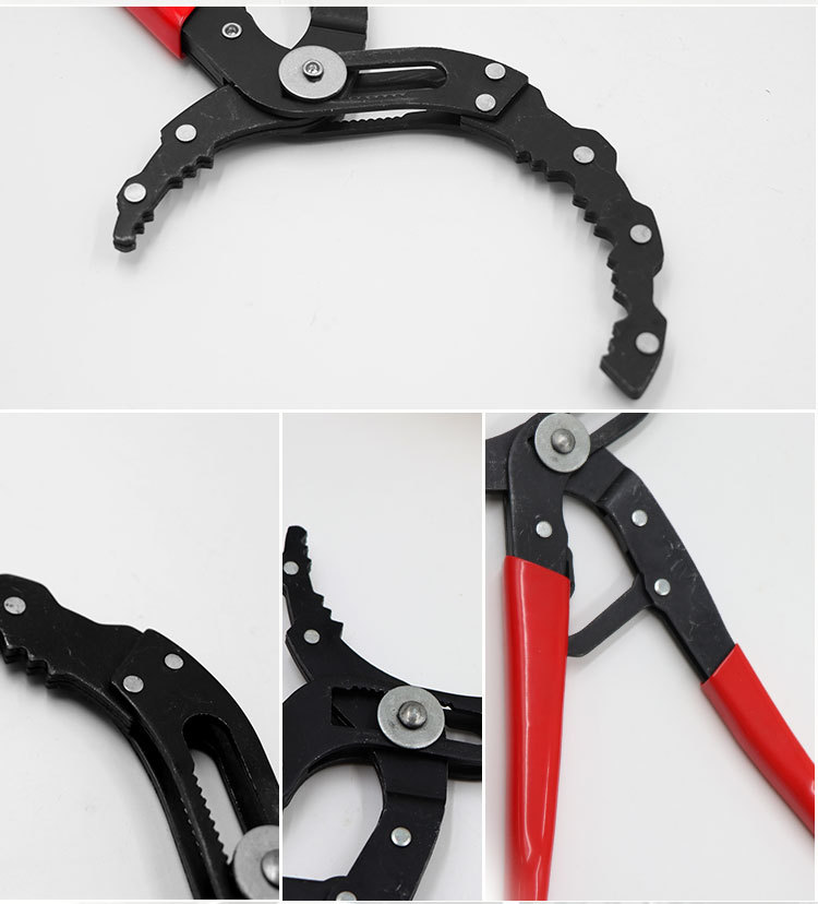 Universal oil filter wrench for clamp-type oil filters, adjustable oil filter removal tool
