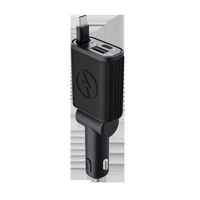 Comes with Retractable Cord Multifunctional Digital Display Car Charger Silicone Pd30W Fast Charging Mobile Phone Charger (Mobil şarj cihazları) - 47th-generation-black-typec
