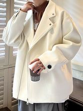 珀斯人加厚保暖毛呢大衣时尚翻领机车夹克冬季男士青年帅气外套潮