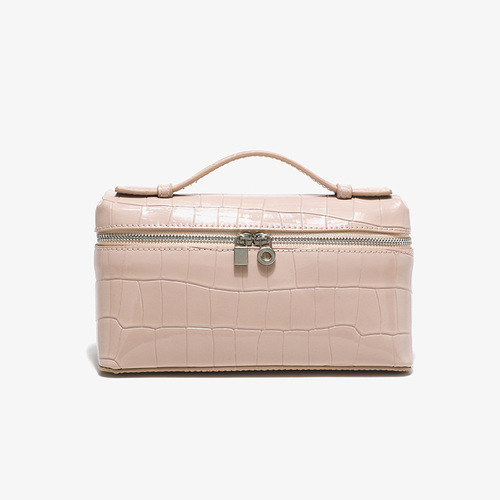 LP19 Crocodile Pattern Lunch Box Bag, New Gigi Style Kelly Lychee Pattern Leather Handbag, Simple Single Shoulder Bag for Women