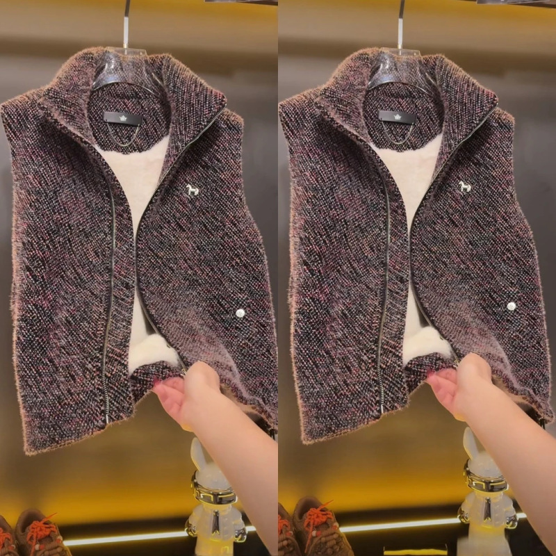 New Autumn and Winter Men's Designer Style Cool Vest, High-Quality, High-End, Casual, Versatile, Trendy, Fleece-Lined Vest