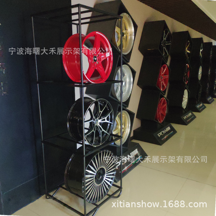 4S店改装店展柜轮胎钢圈展架展会双面汽车轮毂展示架易拆卸组装