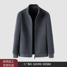 2025秋冬新款男士羊毛呢大衣立领短款高级商务双面夹克西装外套男
