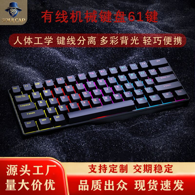 Cross-Border Wholesale Mechanical Keyboard with High Aesthetic Appeal, Wired, Silent, for Office, Gaming, E-Sports, Laptop, and Desktop Use
