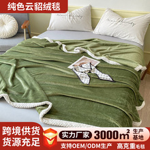 加厚纯色云貂绒毯贝贝绒包边毯办公室午睡毯单双人盖毯礼品毯批发
