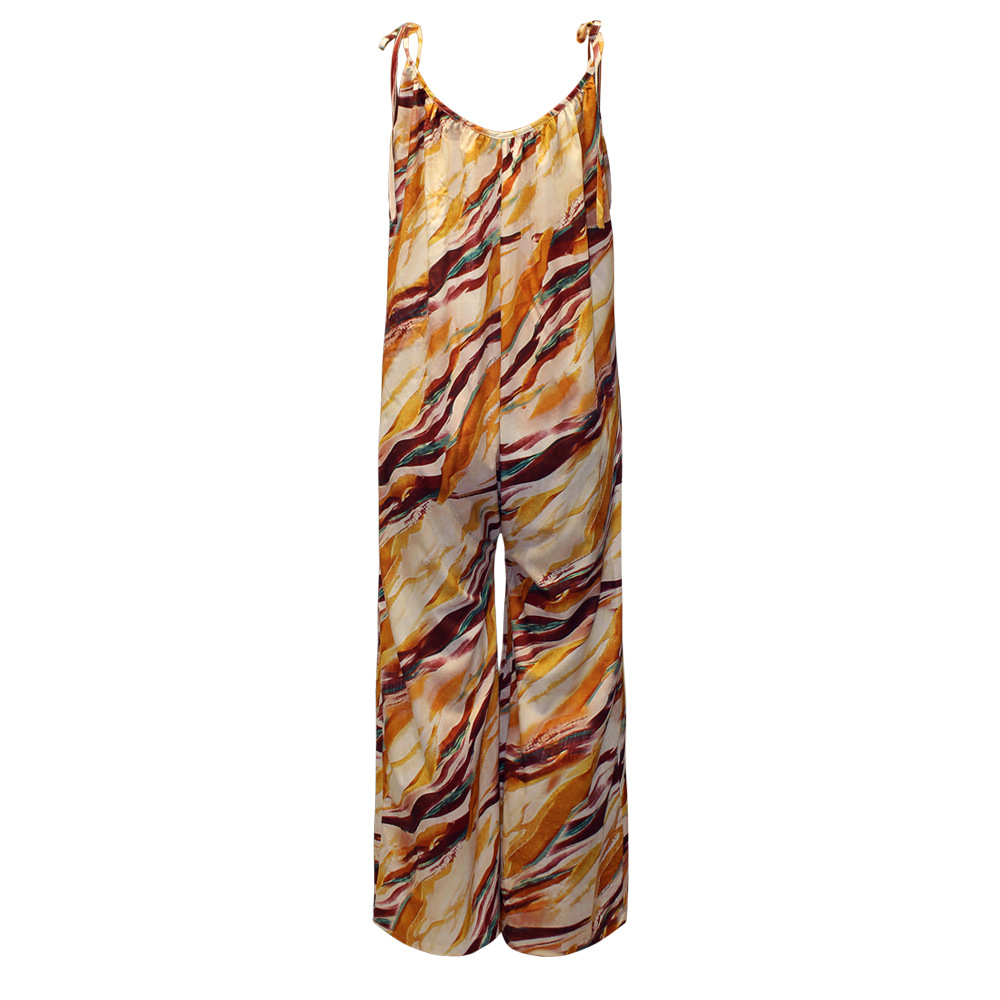 Summer Women Clothing Printed Sling Loose Casual Jumpsuit