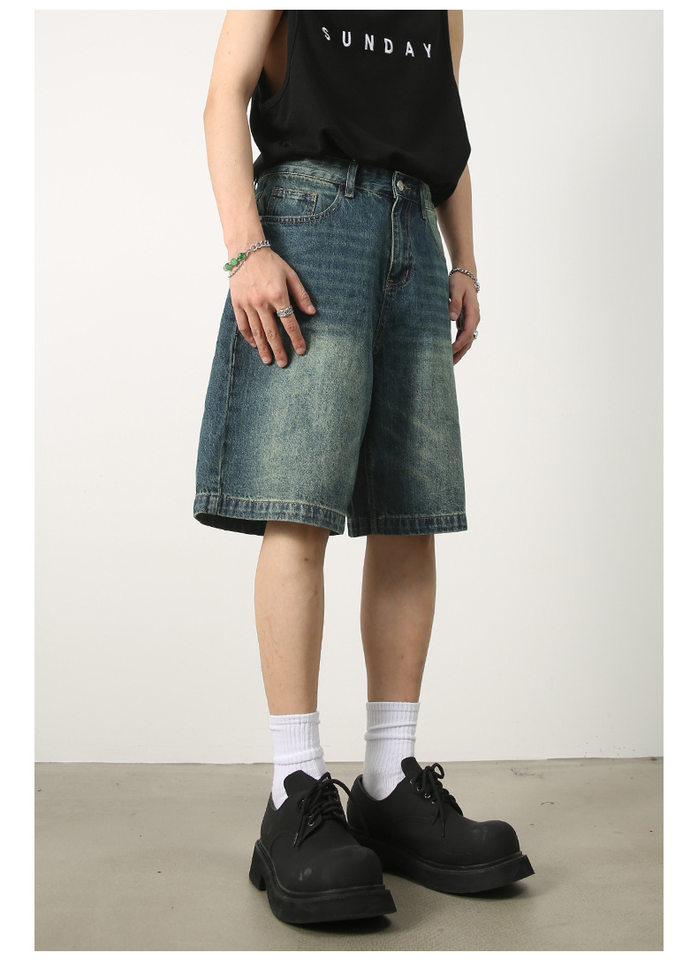 Quần short nam denim họa tiết rằn ri phong cách công sở đi biển — Màu trắng, Màu đen, Màu đất gỉ sét, Ngụy trang màu mơ chi tiết 38