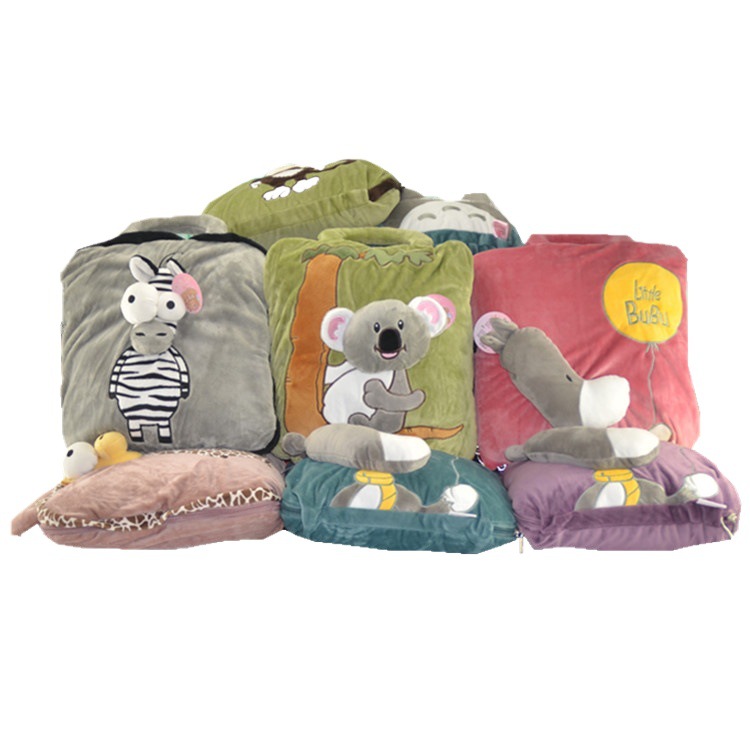 Almohada bordada de comercio exterior edredón de aire acondicionado de doble uso manta oficina almohada de siesta cojín procesamiento de fábrica logotipo personalizado