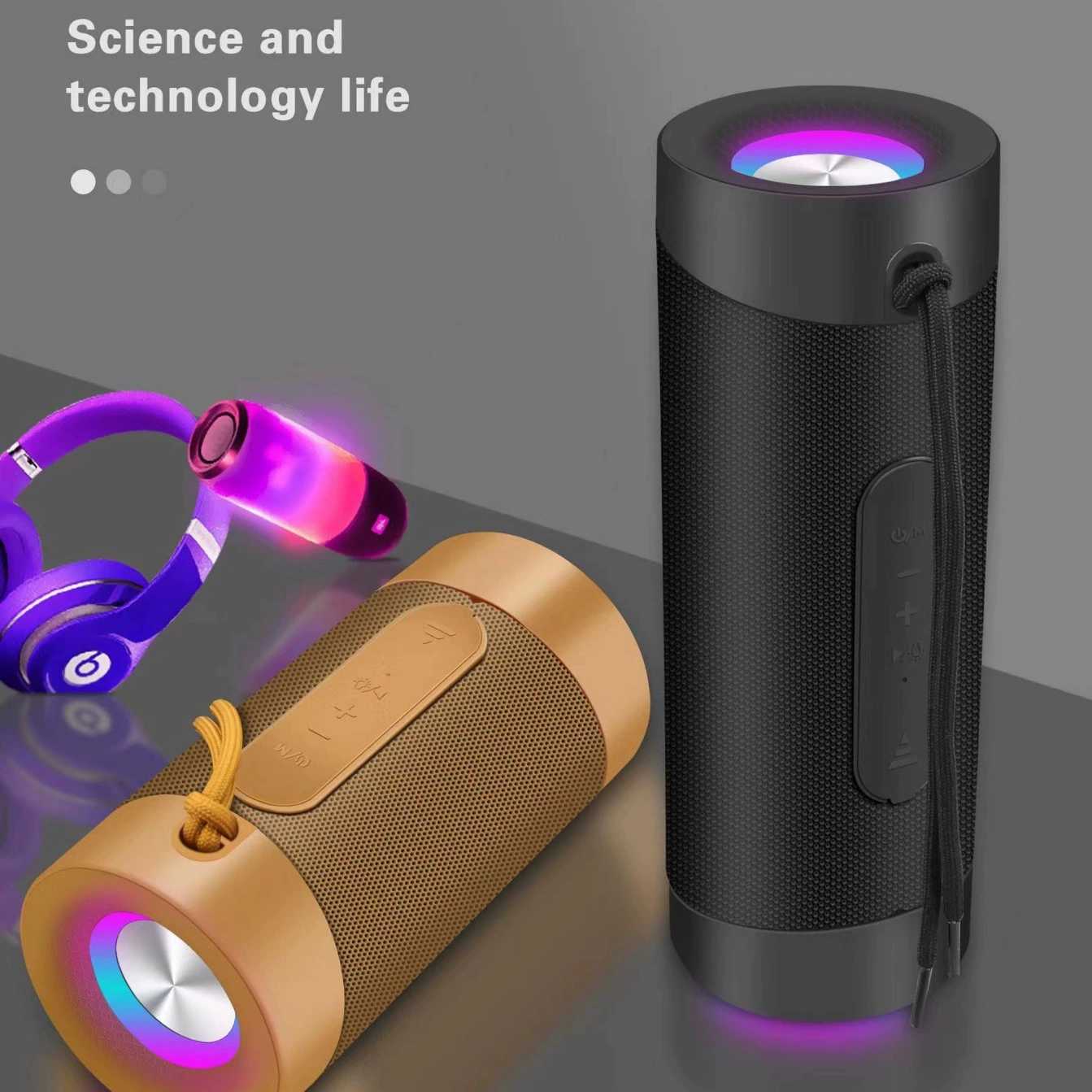 Портативная колонка Bluetooth, ручной ремешок, цилиндрическая компактная конструкция, 16×5.5×13.5 см