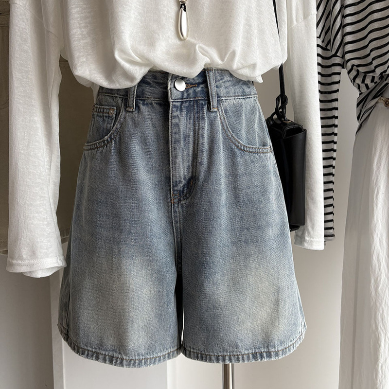 [Light Oxygen] 2026 Summer New Korean Style Fashion High-Waisted Slimming Loose Jeans Women's Versatile Shorts 6739