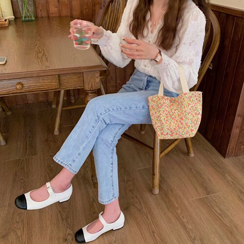 Pick up flower cloth language/new style pastoral style floral element small and versatile copper buckle small cloth bag casual portable canvas bag