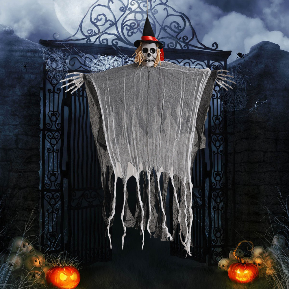 Halloween transfronterizo, fantasma colgante, calavera, gasa, espantapájaros, casa embrujada masculina, decoración de entrada, accesorios de decoración