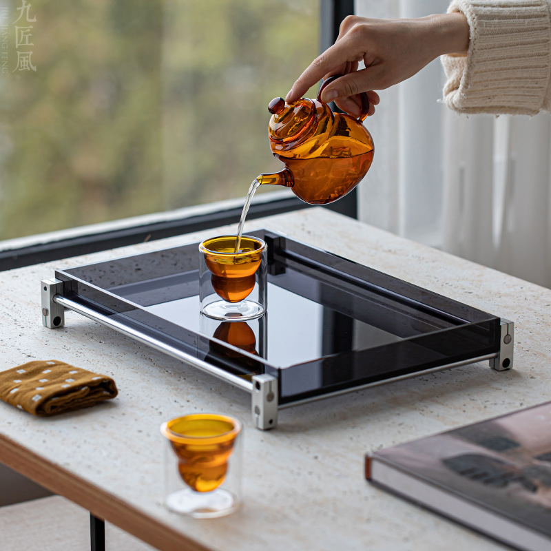 轻奢亚克力托盘简约壶承茶具茶杯收纳盒办公家用功夫茶具干泡茶盘