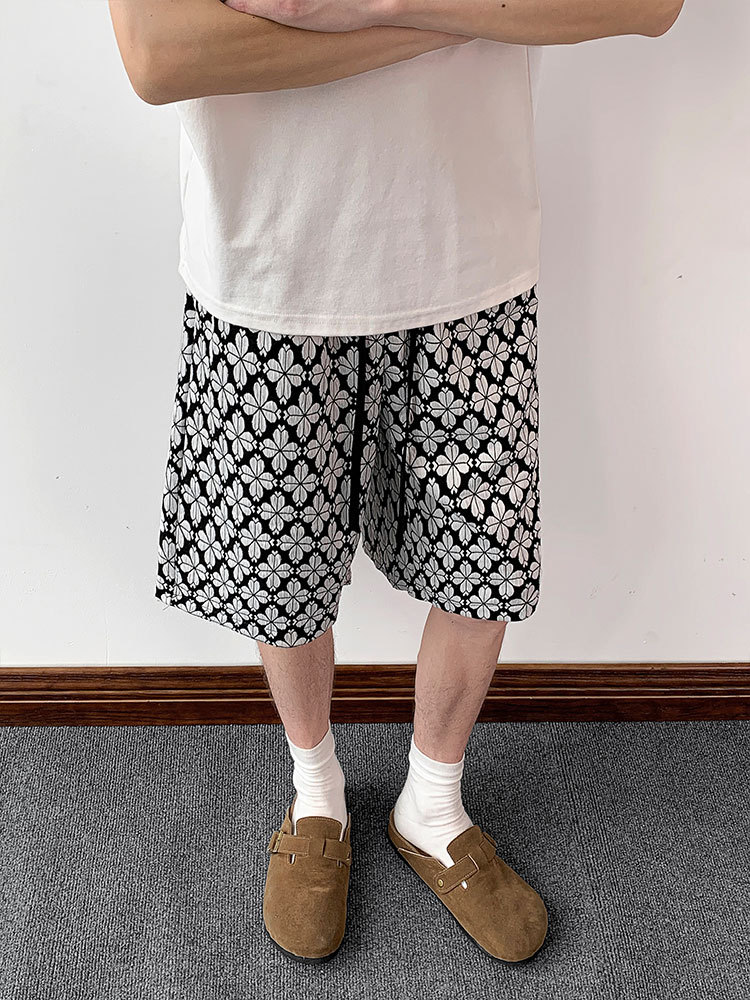 Herren Shorts Mit Hahnentrittmuster Vintage Stil Locker_voghion.com