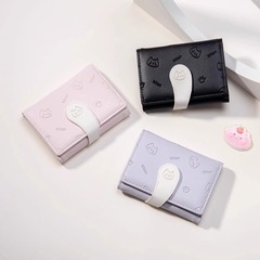 猫の小さなしっぽかわいいレディースカードホルダーファッションバックル漫画プリント PU ショート 70% off 小銭入れ財布