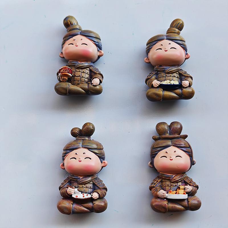 西安兵马俑冰箱贴美食卡通兵小将文创旅游纪念礼品肉夹馍biang面|undefined