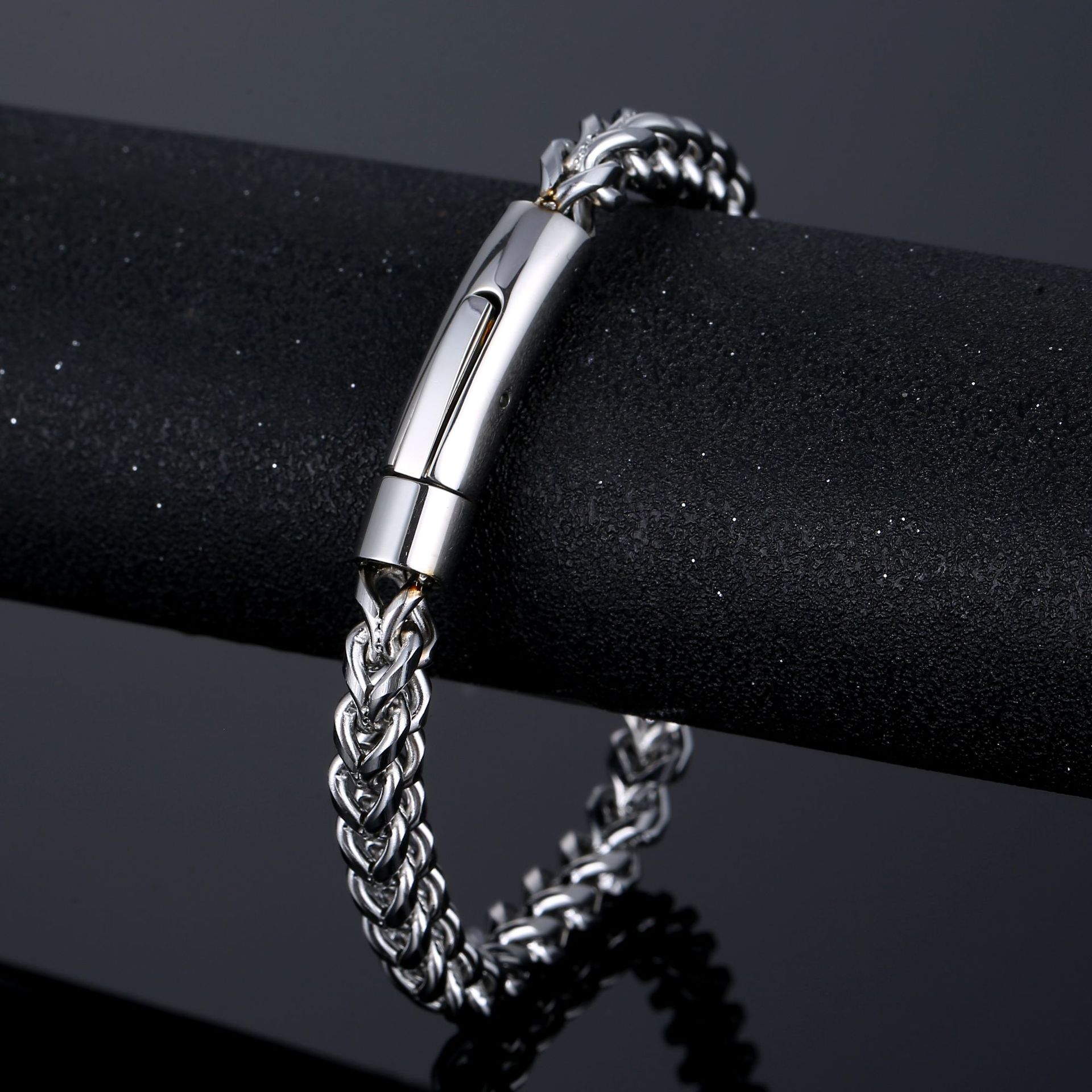 304 Stainless Steel Chain Material Retro Solid Color 304 Stainless Steel Men's Bracelets Men's Chain Bracelets