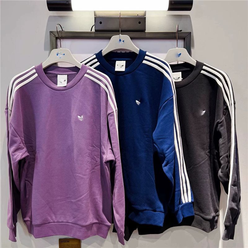 Cross-border clover round-neck three-stripe sweatshirt, unisex, loose, breathable, casual, versatile sports base top