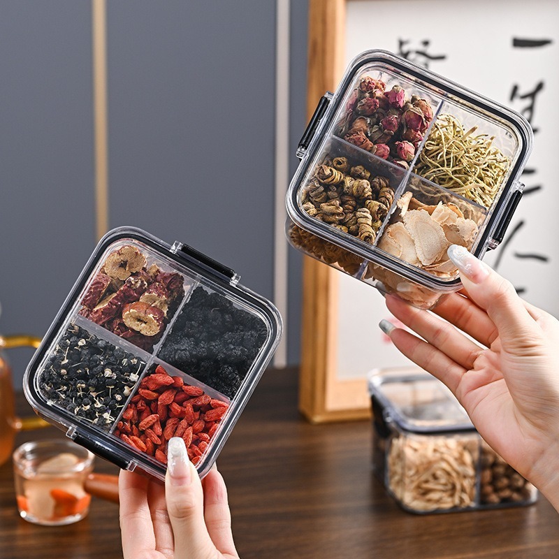 Cuádruple 460ml tanque sellado a prueba de humedad grano de grado alimenticio tanque de almacenamiento caja de almacenamiento de cocina