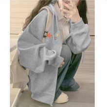 多巴胺连帽开衫卫衣女新款春秋韩版软妹宽松小众薄款外套潮牌