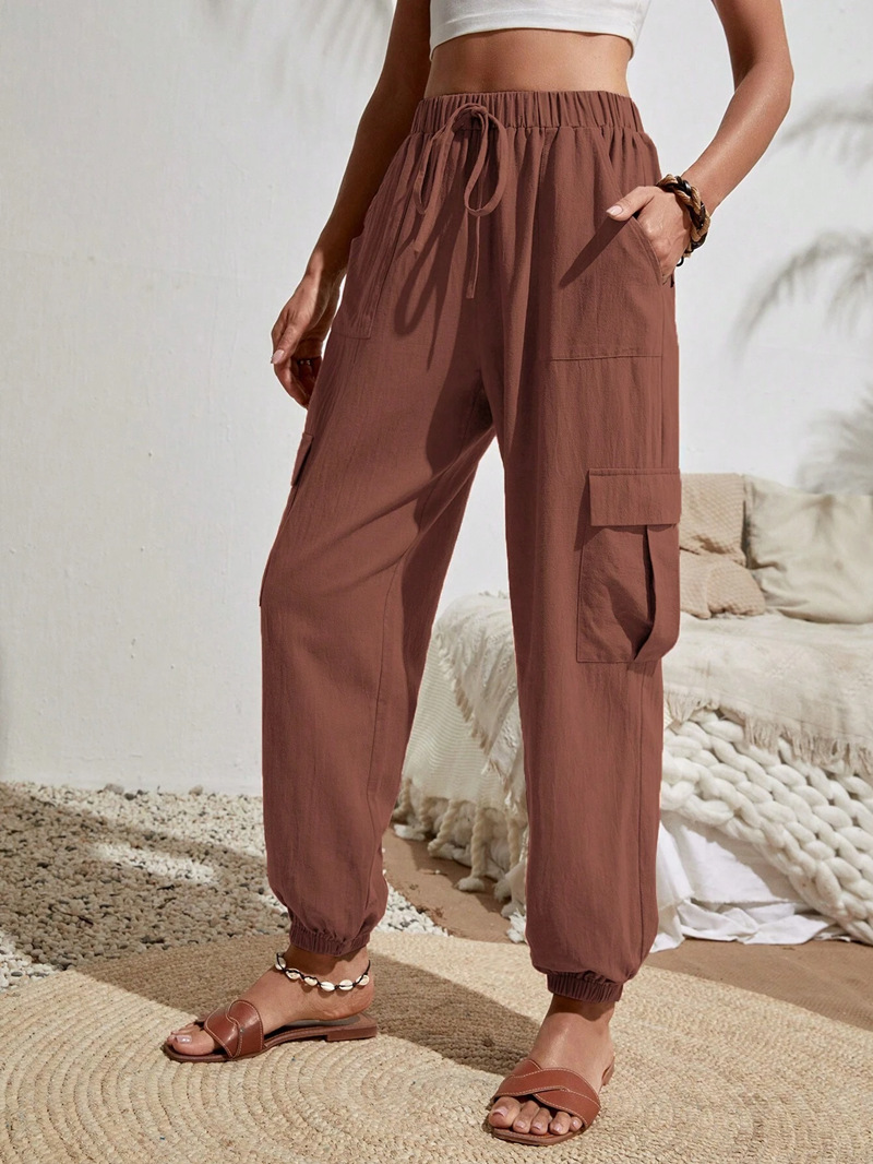Pantalones de Mujer para Trabajo Casual, Color Sólido Versátil, con Bolsillos, Primavera-Verano 2025, Ropa de Mujer Europea y Americana, Amazon, Tiktok, Temu image 13