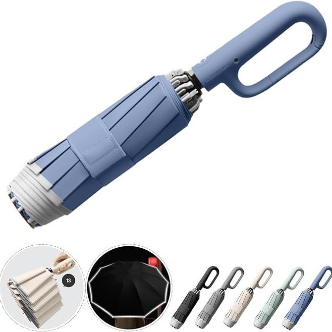 Fully Automatic Folding Umbrella with Ring Handle, Enlarged, Thickened, and Reinforced, Portable for Men, Dual-Use for Sun and Rain, Windproof and Sturdy for Women, Suitable for Two People