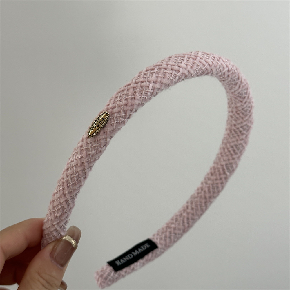 Fascia per capelli in velluto a quadri versione stretta, ovale, oro standard, stile coreano, fascia per capelli strutturata, fermaglio per capelli, autunno e inverno, versatile, nuovo accessorio per capelli quotidiano_voghion.com