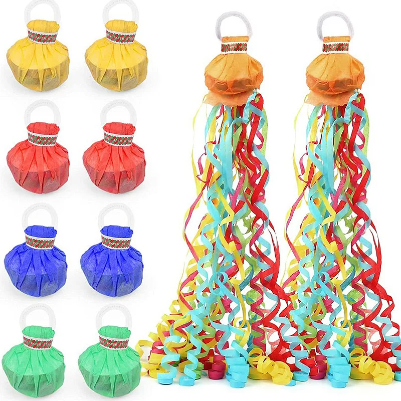 Hand‑pull ribbon streamer, multi‑color, 30 or 360 heads, flame‑retardant option