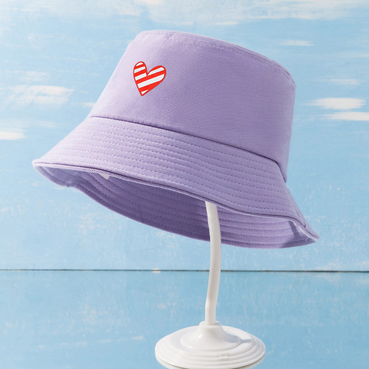 128g Weight Bucket Hat Hats Type Daily Occasion Cotton Material Heart Shape Pattern All Seasons Season Women'S Gender Heart Design Simple Style Style Wide Eaves Rim Women's Simple Style Heart Shape Heart Wide Eaves Bucket Hat 8