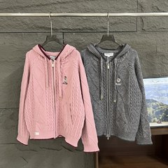 2025秋新款女装绵羊毛针织开衫连帽外套TTCK254903P