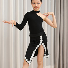 拉丁舞服女儿童上衣舞蹈服练功服少儿训练分体衣比赛表演出服