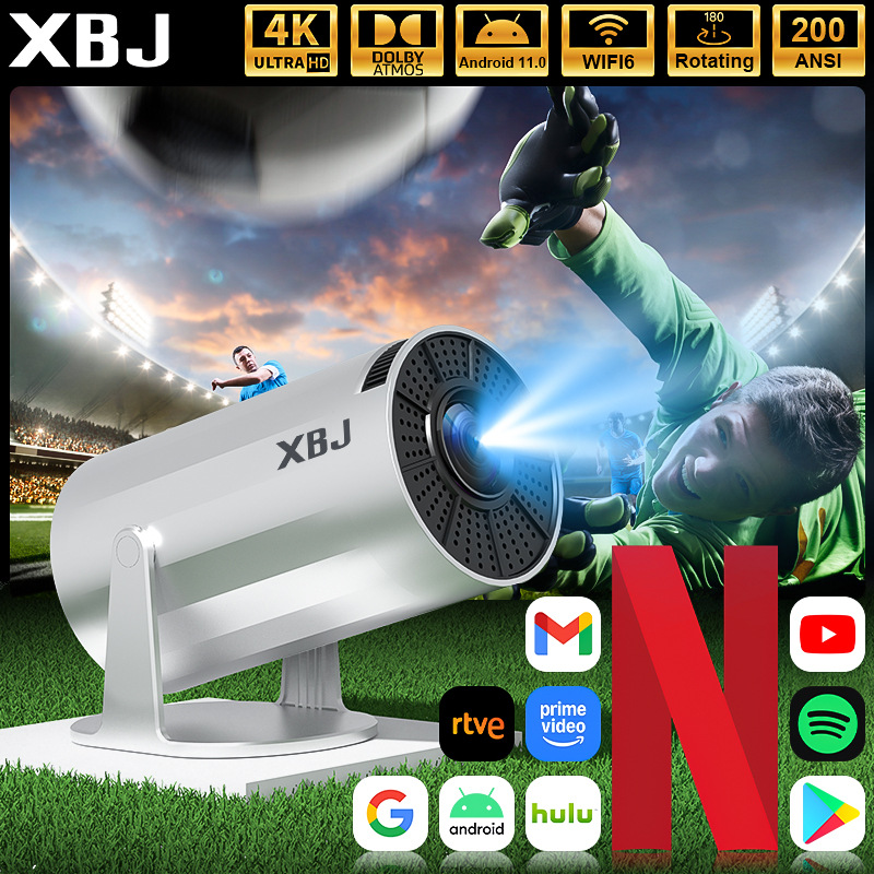 Home High-Definition Projector Can Be Connected to Mobile Phones and Computers, Integrated Pan-Tilt Projector for Bedroom and Living Room