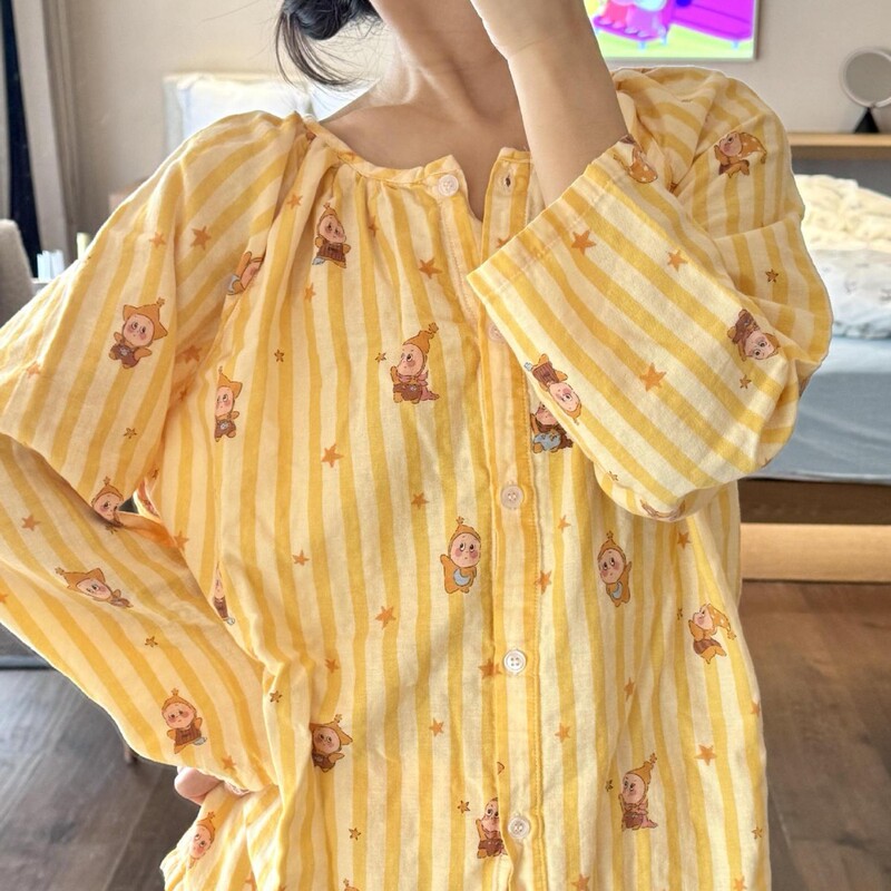 Sweet and Cute Cartoon Star-Themed Pajamas for Girls, New Korean-Style Ins-Style Long-Sleeve Long-Pants Loungewear for Spring and Autumn