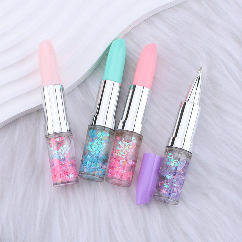 口红笔 创意可爱少女心口红造型圆珠笔网红中性笔流沙入油办公笔