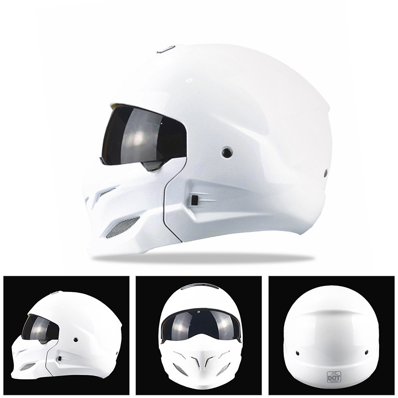 Ha Lei MAHAER Electric Motorcycle Helmet Full/Half Helmet (Motosiklet kaskı (dəbilqə)) - white-m