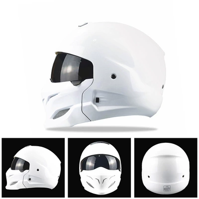 Mahaer Electric Vehicle Helmet Men's Full-Face Half Helmet Motorcycle Women's Winter Non-Scorpion Helmet Harley Retro Warrior Helmet (Motosiklet kaskı (dəbilqə)) - white-m