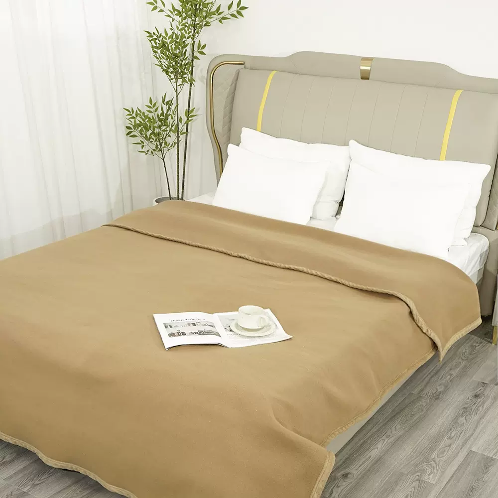 订制救灾毯子双面绒宾馆毯纯色加厚毛毯船舶盖毯可带logo摇粒绒毯