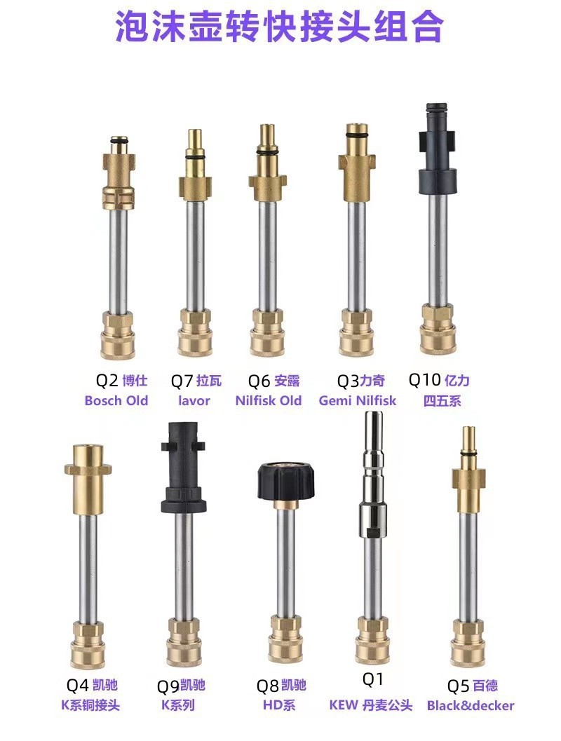 Pressure washer car wash water gun head adapter connector car washer PA foam spray bottle connection extension rod