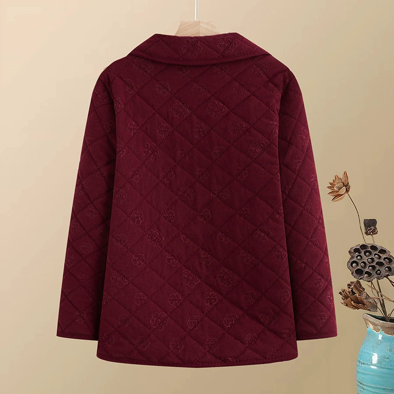 Флис сохраняет тепло легкая и тонкая демисезонная вельветовая куртка для мамы, для среднего возраста