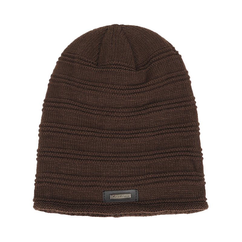 Cappello da uomo in maglia unisex, cappello alla moda con etichetta in ferro, cappello di lana, caldo e antivento, pullover_voghion.com